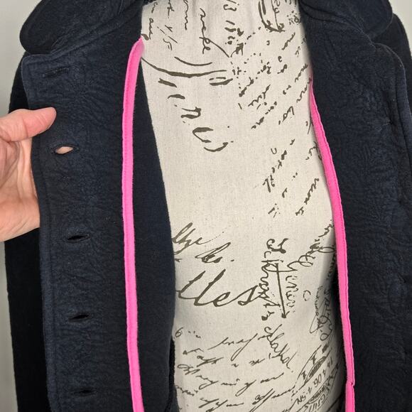 ISAAC MIZRAHI Navy Blue Floral Pattern Quilted Jacket Collared Button Front S - Picture 9 of 9